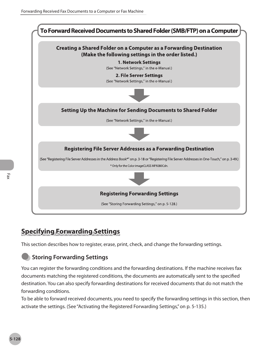 Specifying forwarding settings, Specifying forwarding settings -128 | Canon Color imageCLASS MF9280Cdn User Manual | Page 349 / 548