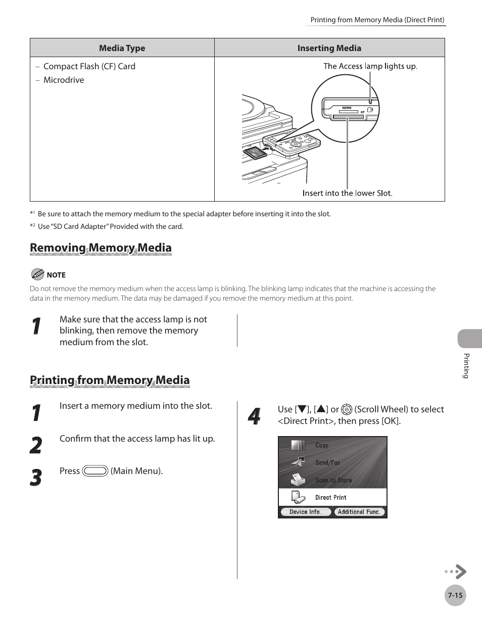 Removing memory media, Printing from memory media | Canon Color imageCLASS MF9280Cdn User Manual | Page 396 / 548
