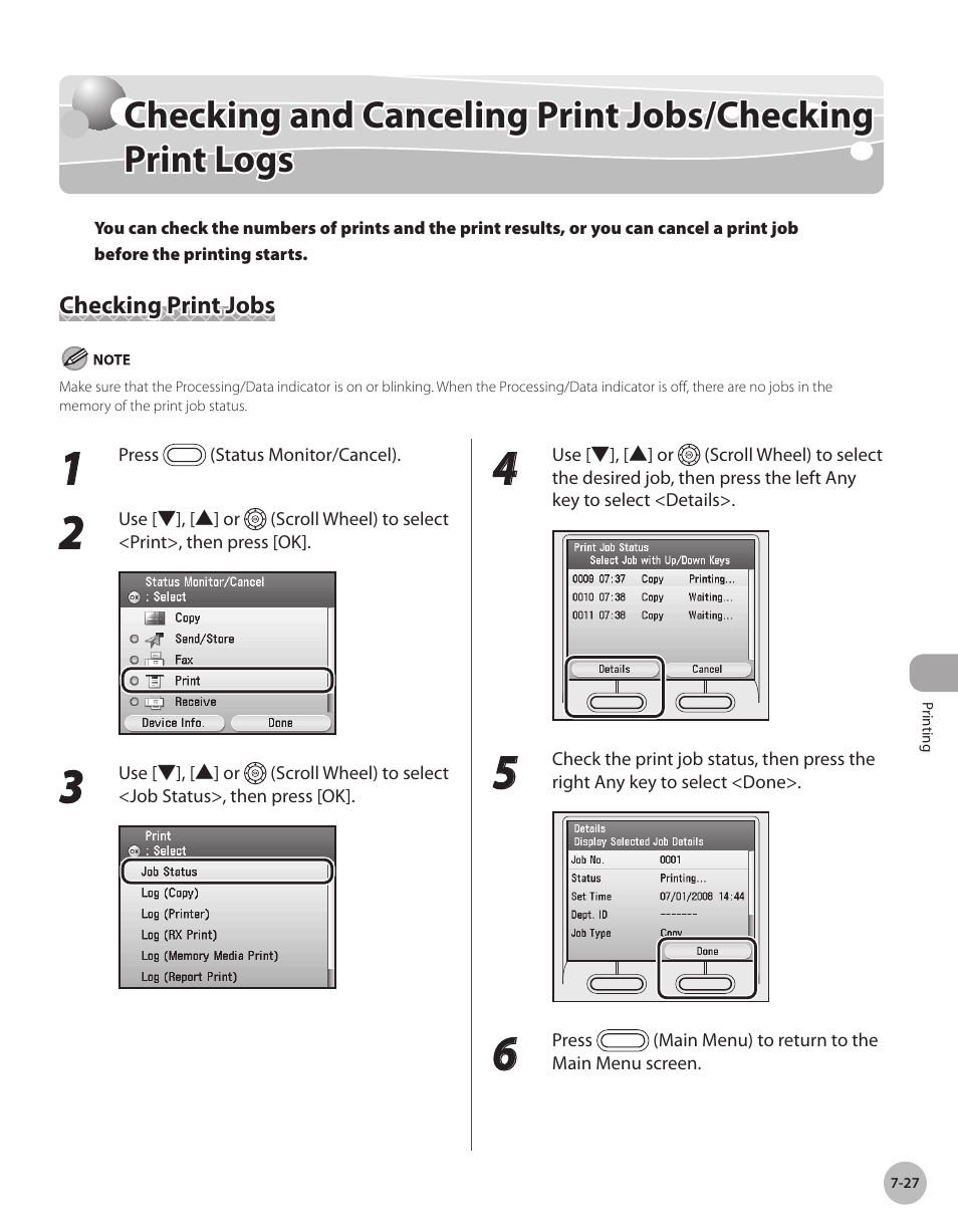 Checking print jobs, Checking print jobs -27 | Canon Color imageCLASS MF9280Cdn User Manual | Page 408 / 548