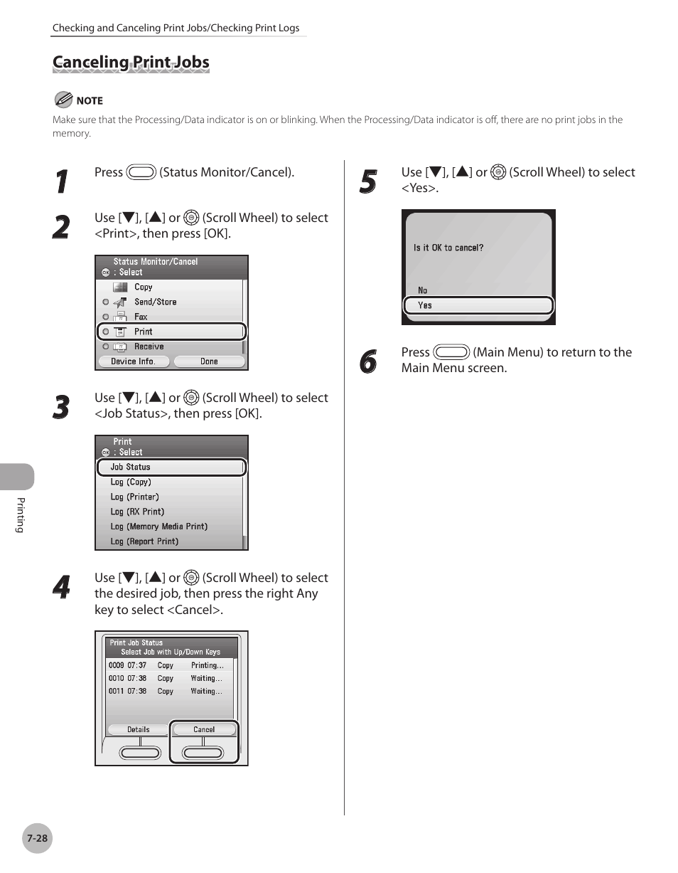 Canceling print jobs, Canceling print jobs -28 | Canon Color imageCLASS MF9280Cdn User Manual | Page 409 / 548