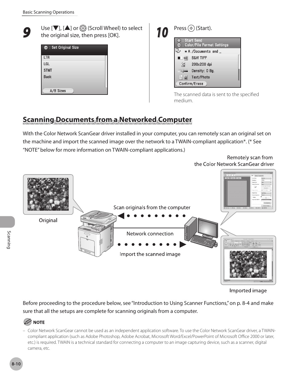 Scanning documents from a networked computer, Scanning documents from a networked computer -10 | Canon Color imageCLASS MF9280Cdn User Manual | Page 421 / 548