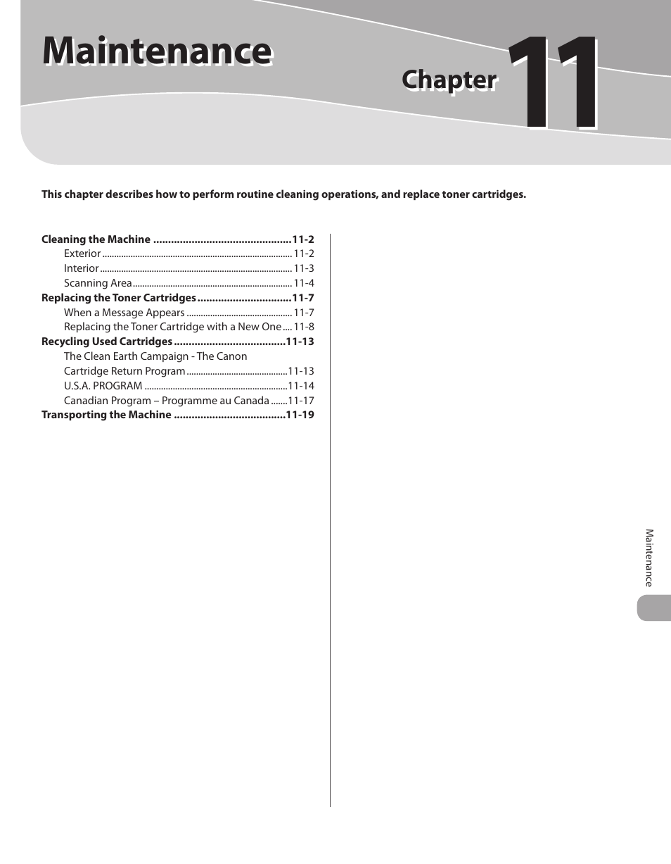 11 maintenance, Maintenance, 11 maintenance -1 | Chapter | Canon Color imageCLASS MF9280Cdn User Manual | Page 436 / 548