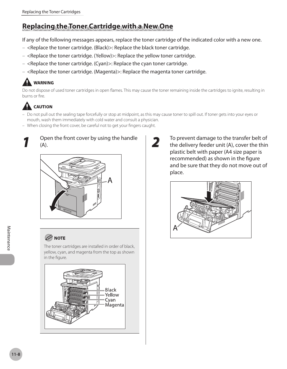 Replacing the toner cartridge with a new one, Replacing the toner cartridge with a, New one -8 | Replacing the toner cartridge with a new one -8 | Canon Color imageCLASS MF9280Cdn User Manual | Page 443 / 548