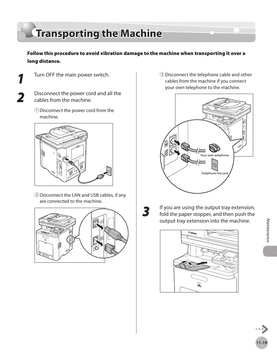 Transporting the machine, Transportng the machne -19, Transporting the machine -19 | Canon Color imageCLASS MF9280Cdn User Manual | Page 454 / 548