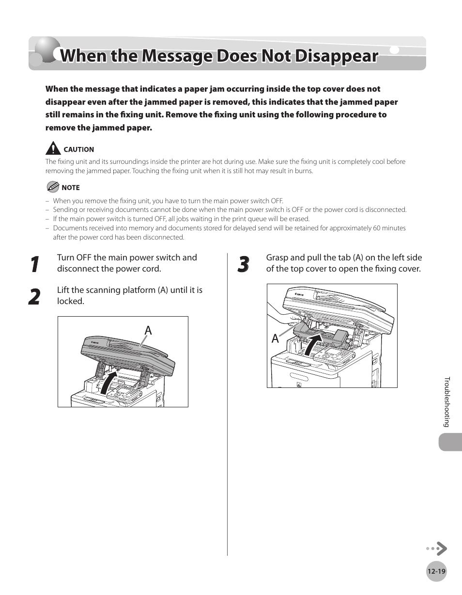 When the message does not disappear, When the message does not dsappear -19, When the message does not disappear -19 | Canon Color imageCLASS MF9280Cdn User Manual | Page 474 / 548