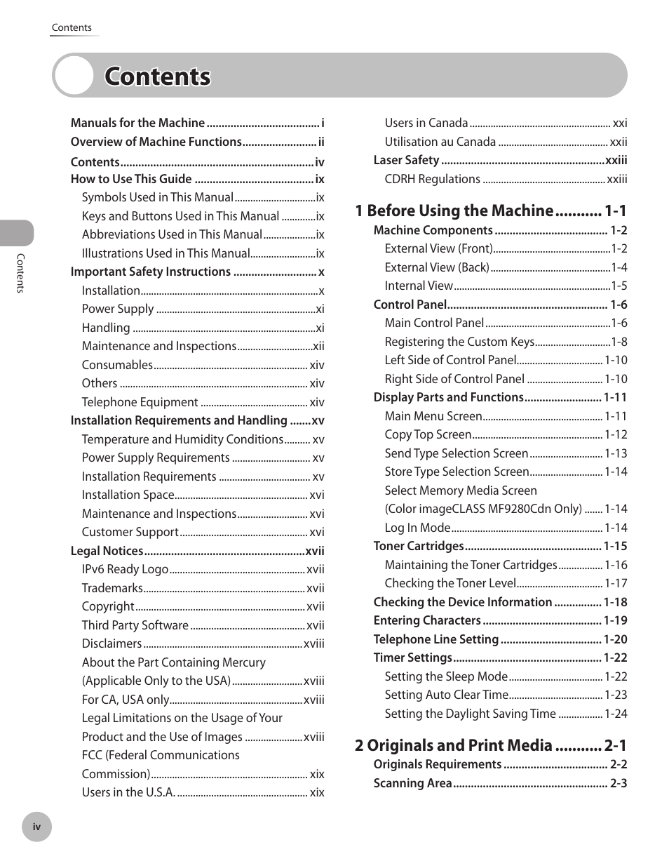 Canon Color imageCLASS MF9280Cdn User Manual | Page 5 / 548