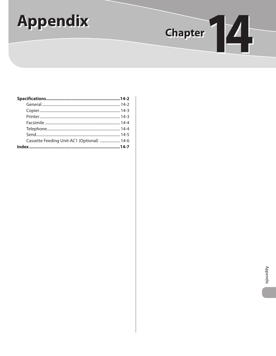 14 appendix, Appendix, 14 appendix -1 | Canon Color imageCLASS MF9280Cdn User Manual | Page 536 / 548