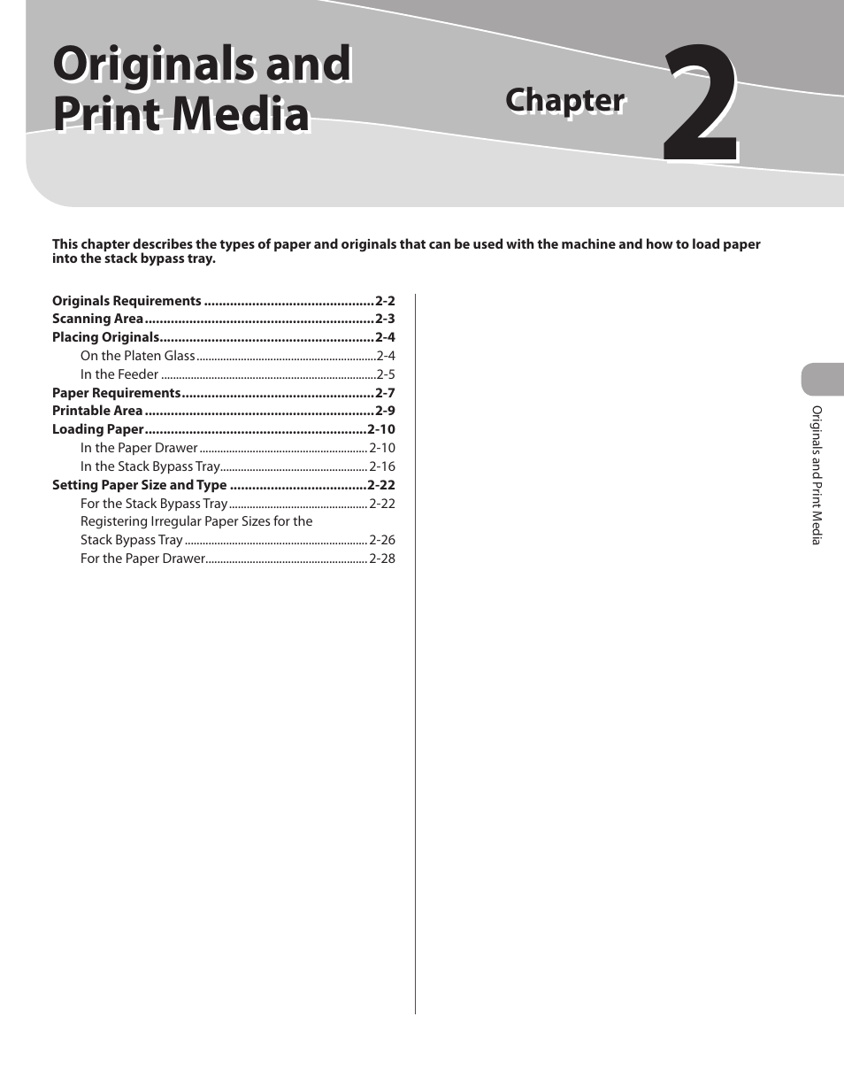 2 originals and print media, Originals and print media, 2 originals and print media -1 | Chapter | Canon Color imageCLASS MF9280Cdn User Manual | Page 54 / 548