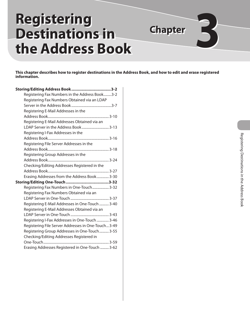 3 registering destinations in the address book, Registering destinations in the address book, 3 registering destinations in the | Address book -1, Chapter | Canon Color imageCLASS MF9280Cdn User Manual | Page 84 / 548