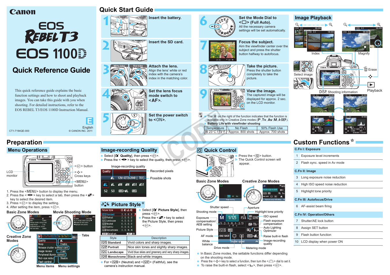 Canon EOS Rebel T3 18-55mm IS II Lens Kit User Manual | 2 pages