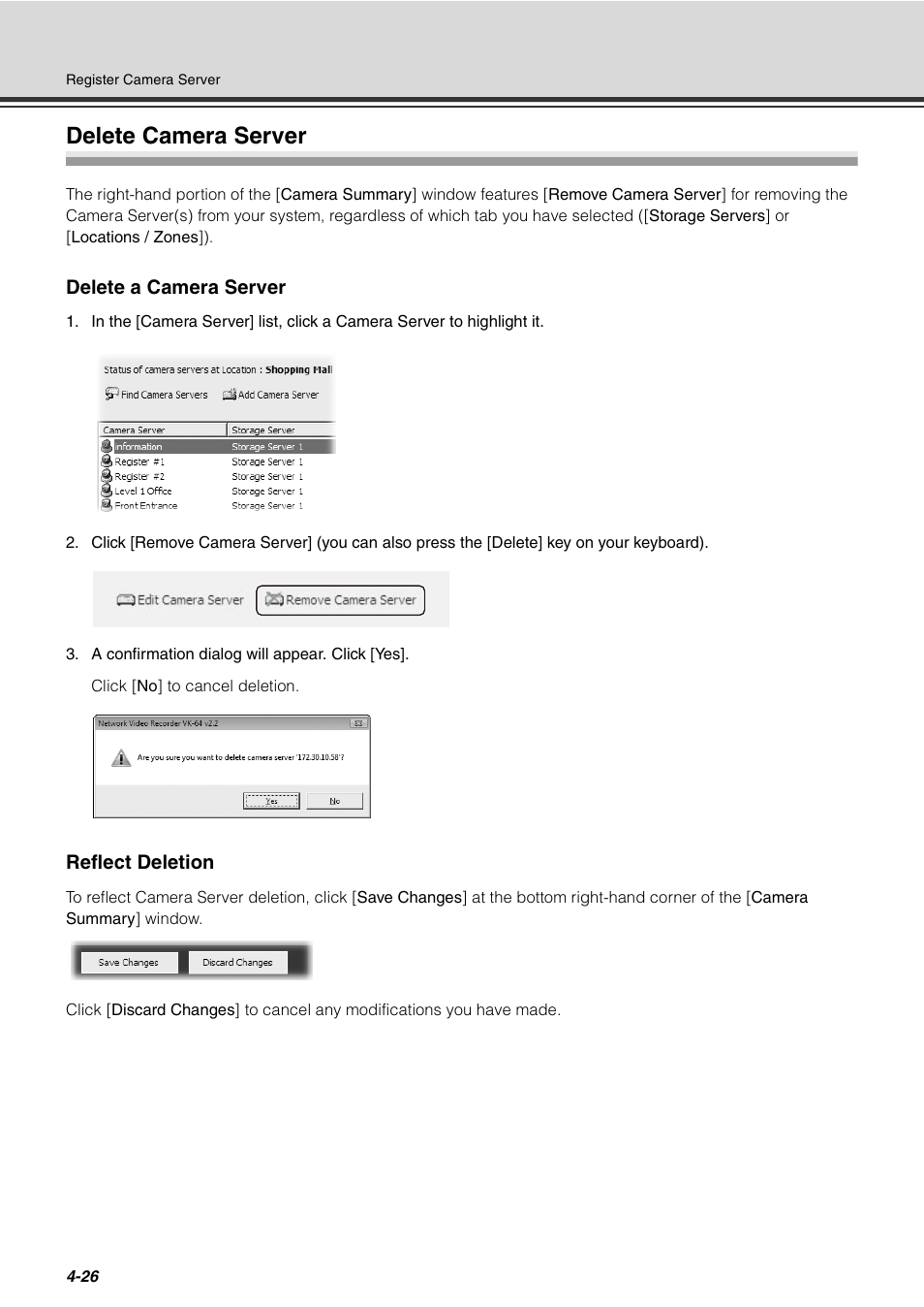 Delete camera server, Delete camera server -26 | Canon VB-C60 User Manual | Page 106 / 288