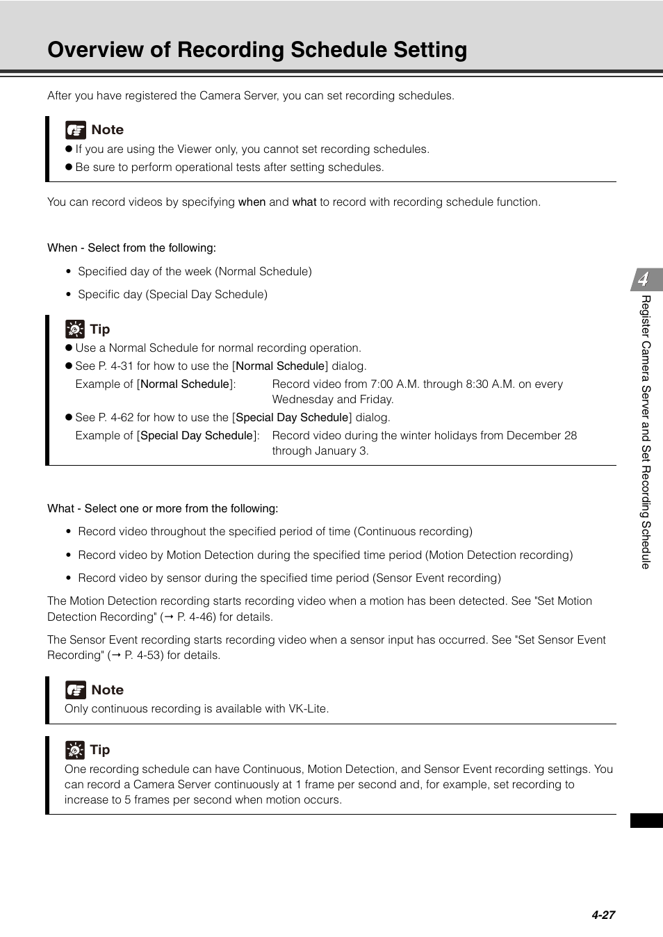 Overview of recording schedule setting, Overview of recording schedule setting -27 | Canon VB-C60 User Manual | Page 107 / 288