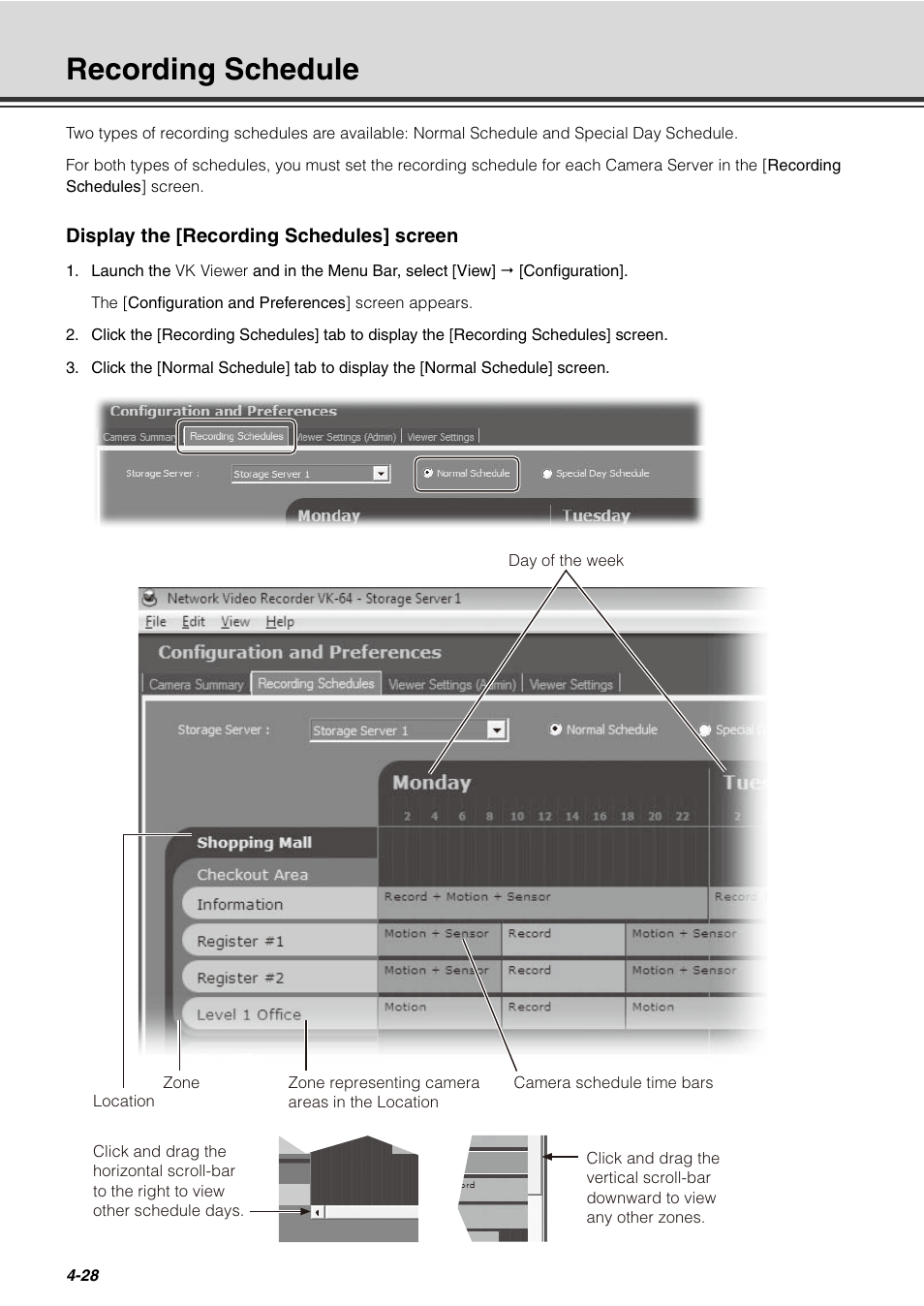 Recording schedule, Recording schedule -28 | Canon VB-C60 User Manual | Page 108 / 288