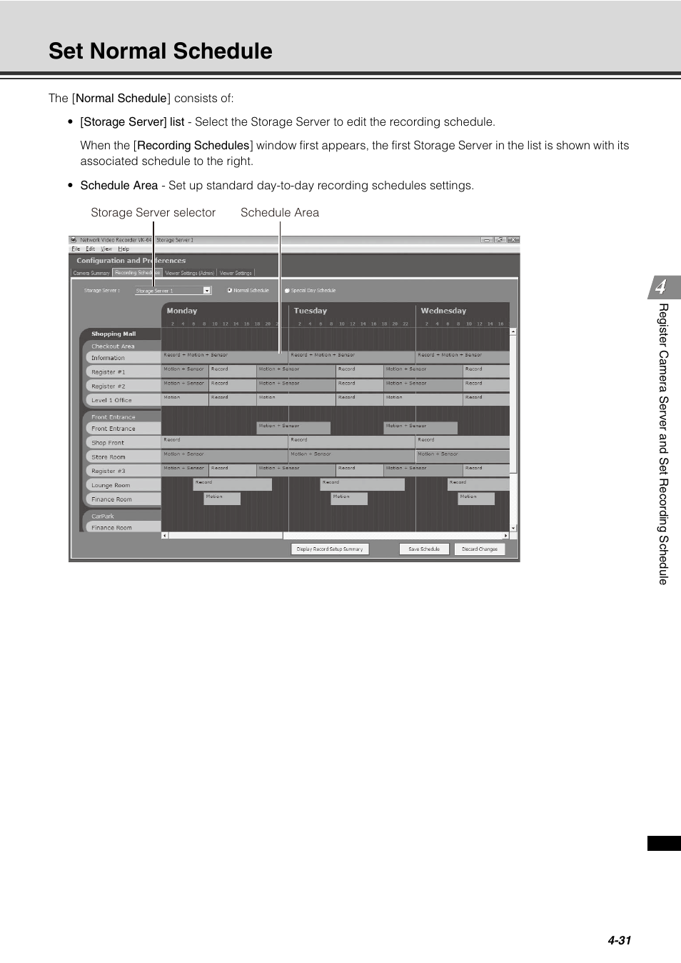 Set normal schedule, Set normal schedule -31, P. 4-31 f | Canon VB-C60 User Manual | Page 111 / 288