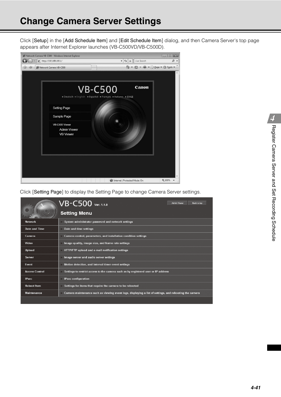 Change camera server settings, Change camera server settings -41 | Canon VB-C60 User Manual | Page 121 / 288