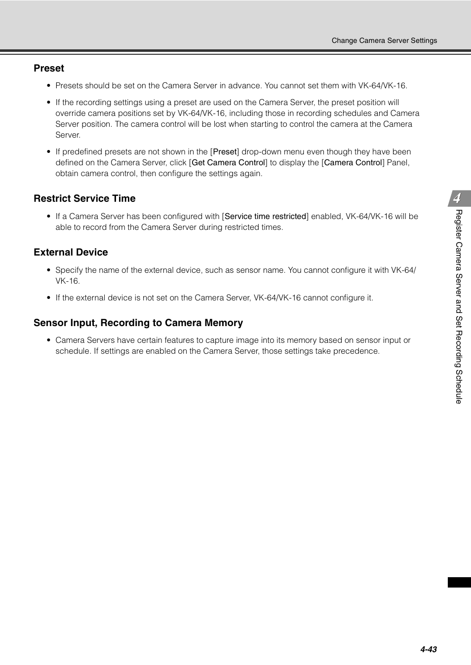 Preset, Restrict service time, External device | Canon VB-C60 User Manual | Page 123 / 288