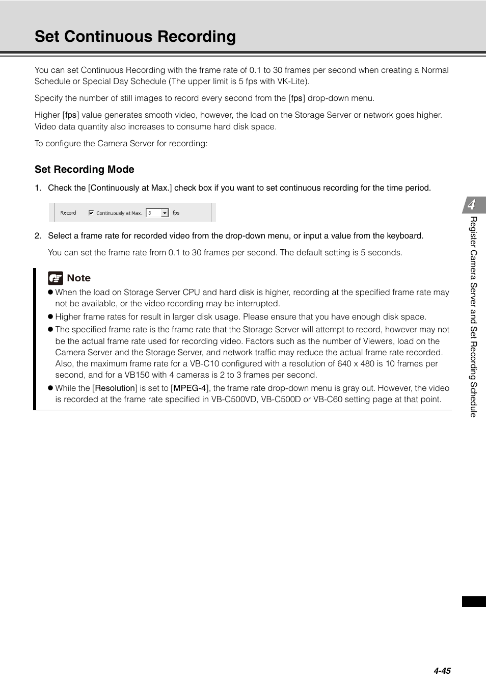 Set continuous recording, Set continuous recording -45 | Canon VB-C60 User Manual | Page 125 / 288