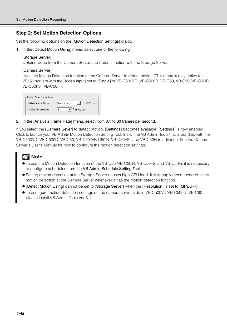 Step 2: set motion detection options | Canon VB-C60 User Manual | Page 128 / 288