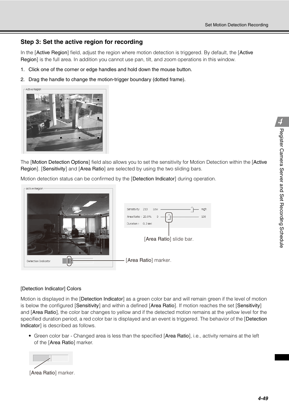 Step 3: set the active region for recording | Canon VB-C60 User Manual | Page 129 / 288