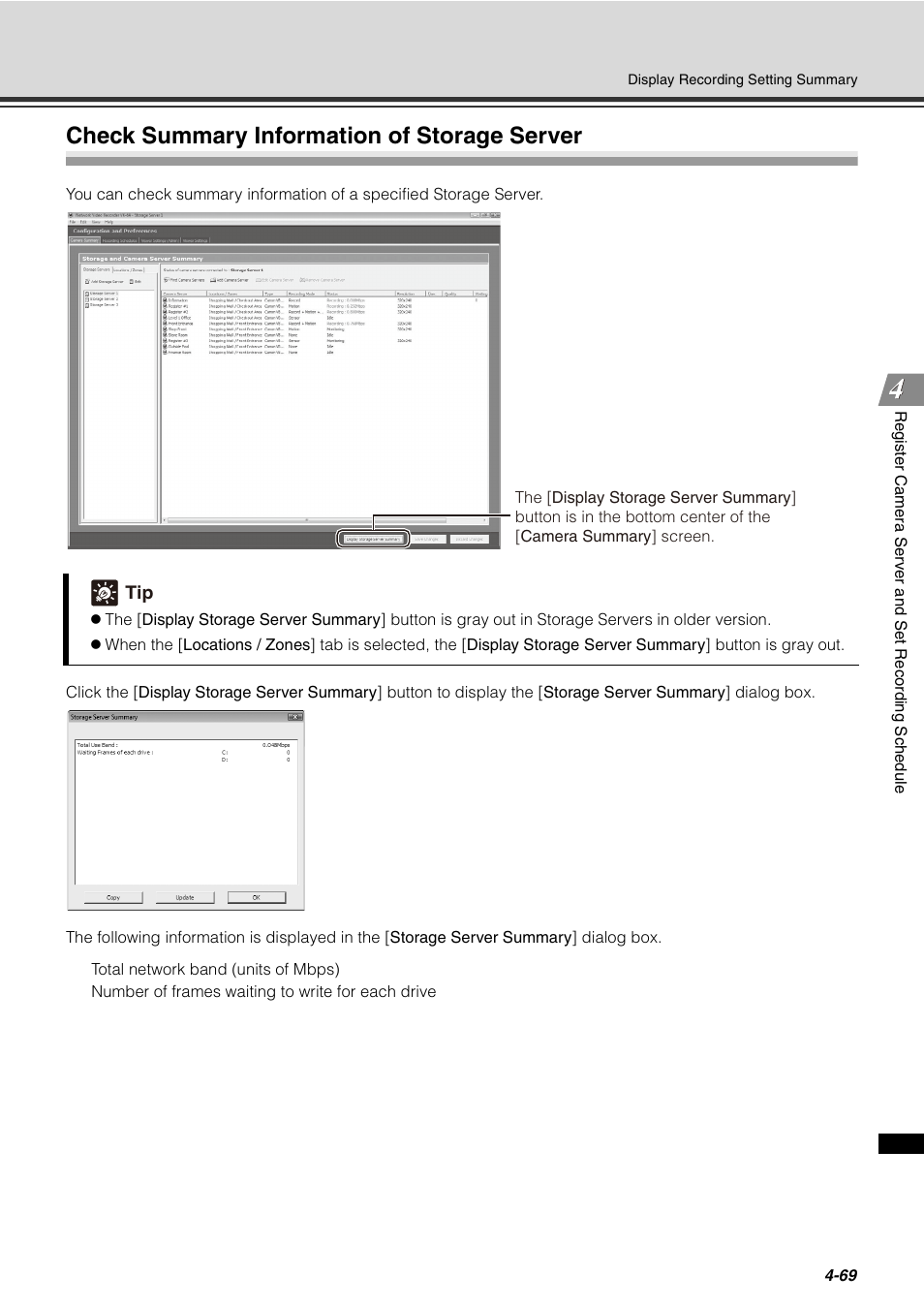 Check summary information of storage server, Check summary information of storage server -69 | Canon VB-C60 User Manual | Page 149 / 288