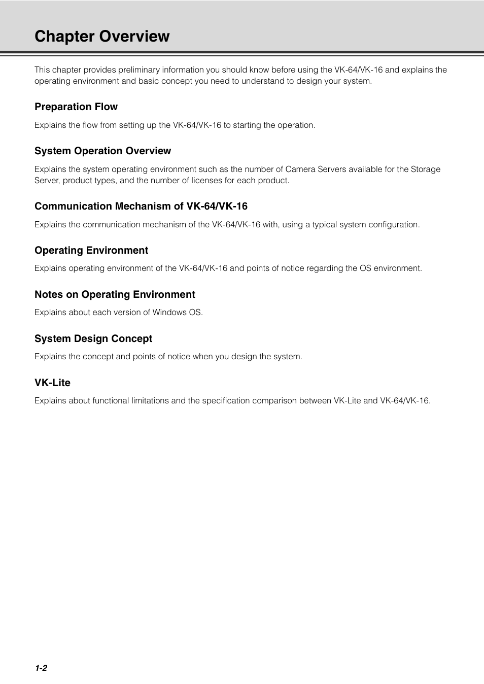 Chapter overview, Chapter overview -2 | Canon VB-C60 User Manual | Page 16 / 288