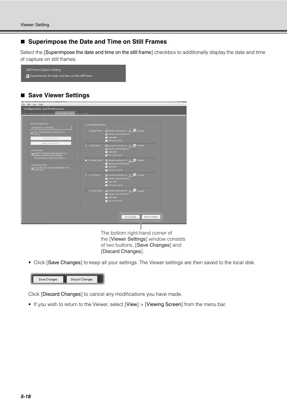 Superimpose the date and time on still frames, Save viewer settings | Canon VB-C60 User Manual | Page 168 / 288