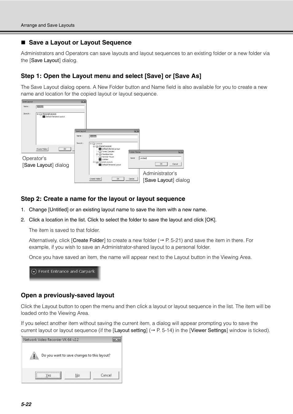 Save a layout or layout sequence, Save a layout or layout sequence -22 | Canon VB-C60 User Manual | Page 172 / 288