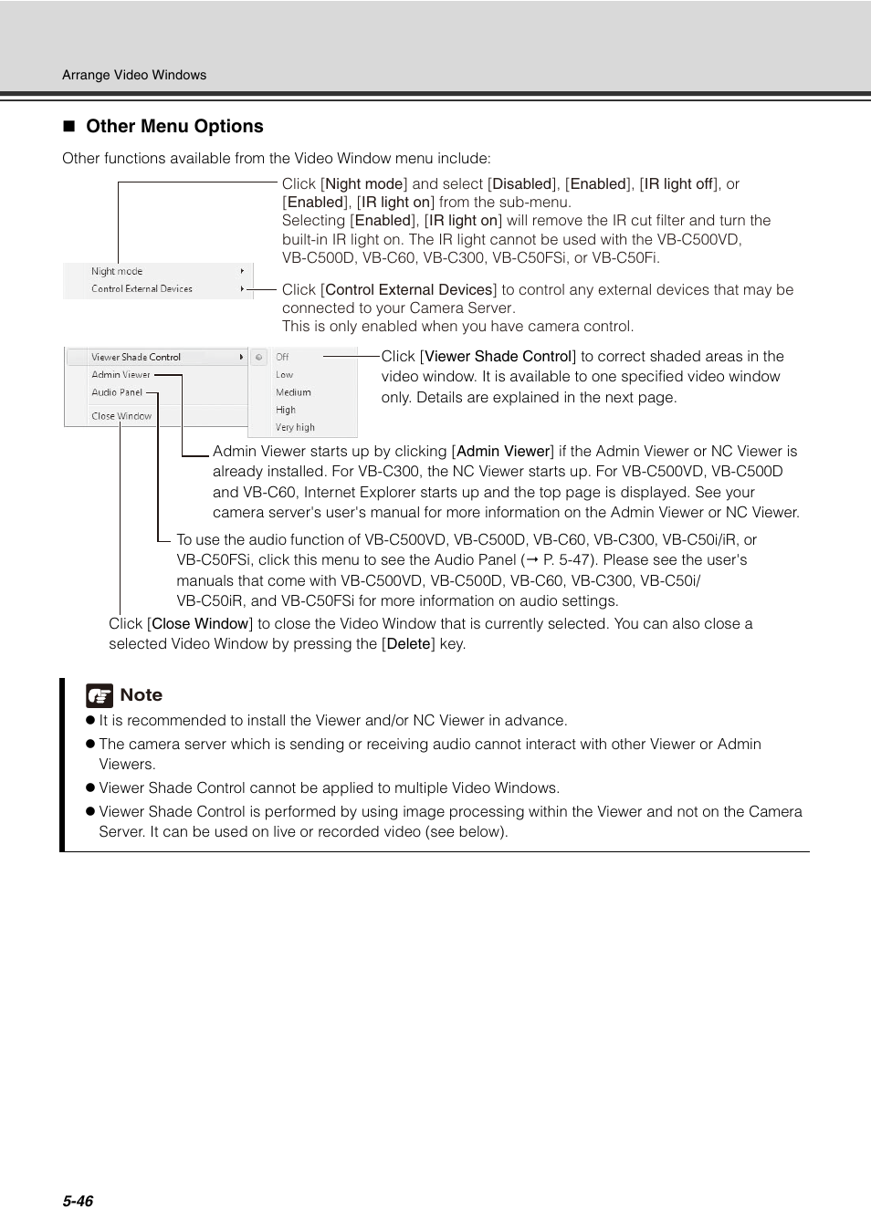 Other menu options, Other menu options -46 | Canon VB-C60 User Manual | Page 196 / 288