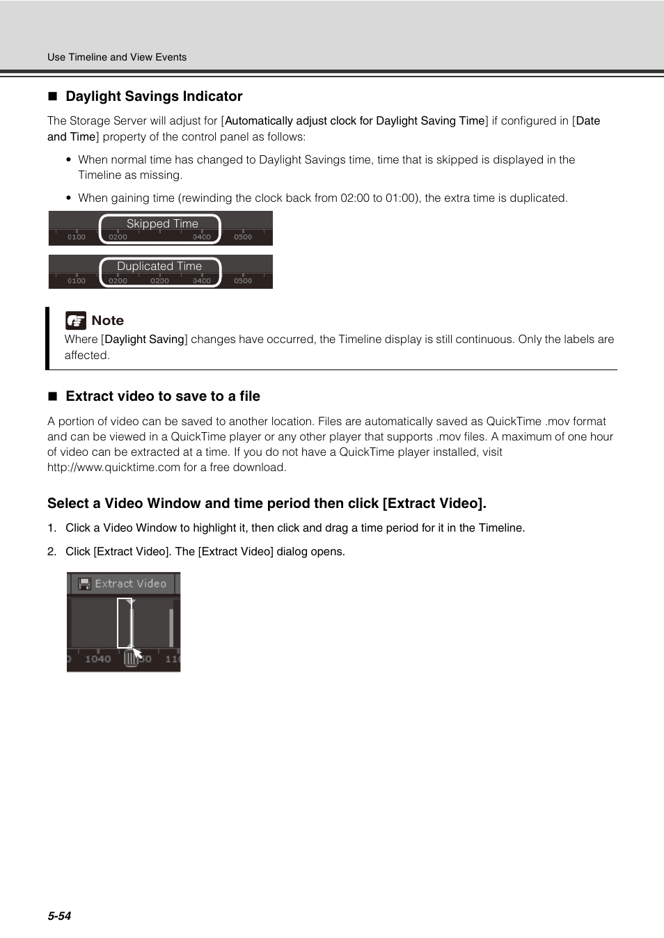 Daylight savings indicator, Extract video to save to a file, P. 5-54) | Canon VB-C60 User Manual | Page 204 / 288