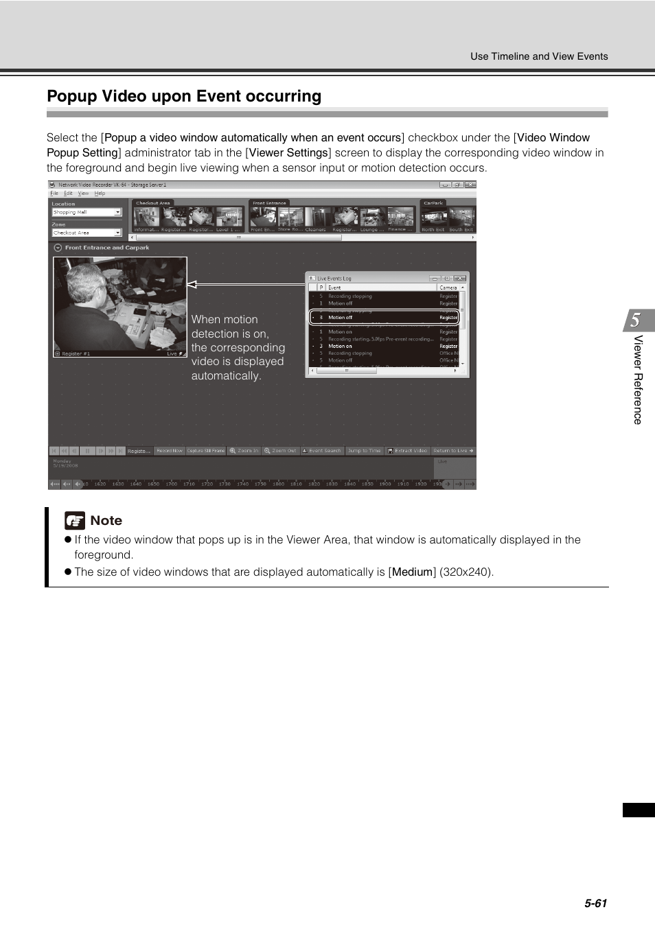 Popup video upon event occurring, Popup video upon event occurring -61 | Canon VB-C60 User Manual | Page 211 / 288