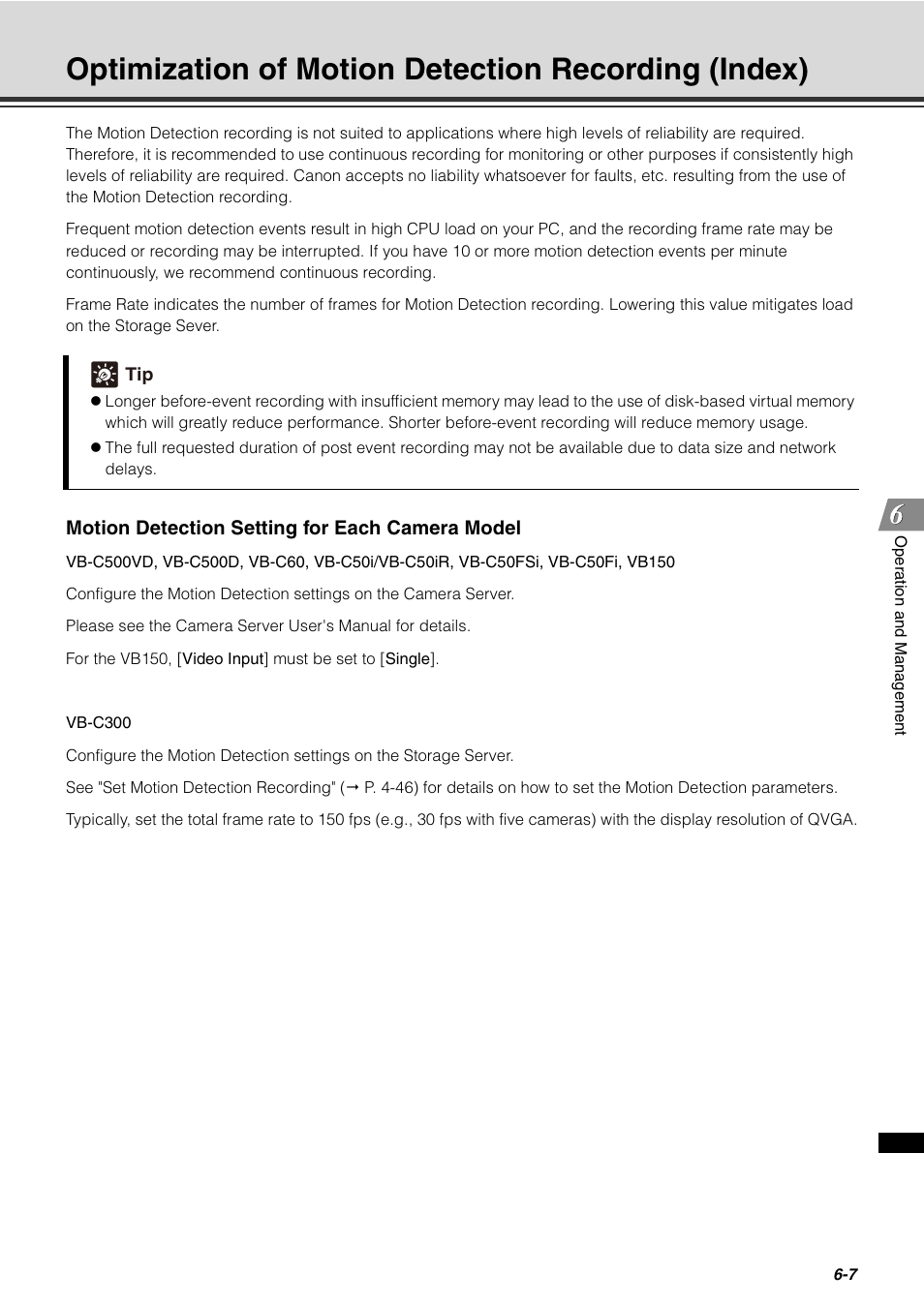 Optimization of motion detection recording (index), Optimization of motion detection, Recording (index) | P. 6-7) f | Canon VB-C60 User Manual | Page 219 / 288