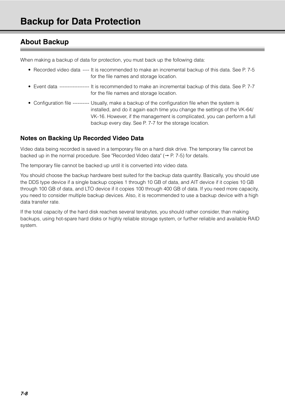 Backup for data protection, About backup, Backup for data protection -8 | About backup -8 | Canon VB-C60 User Manual | Page 228 / 288