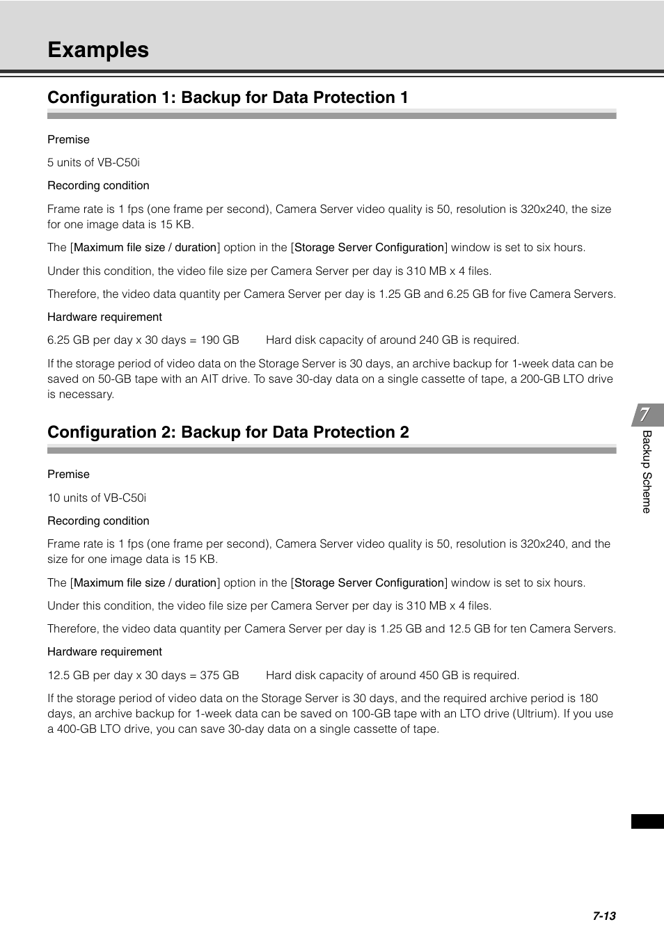 Examples, Configuration 1: backup for data protection 1, Configuration 2: backup for data protection 2 | Examples -13 | Canon VB-C60 User Manual | Page 233 / 288