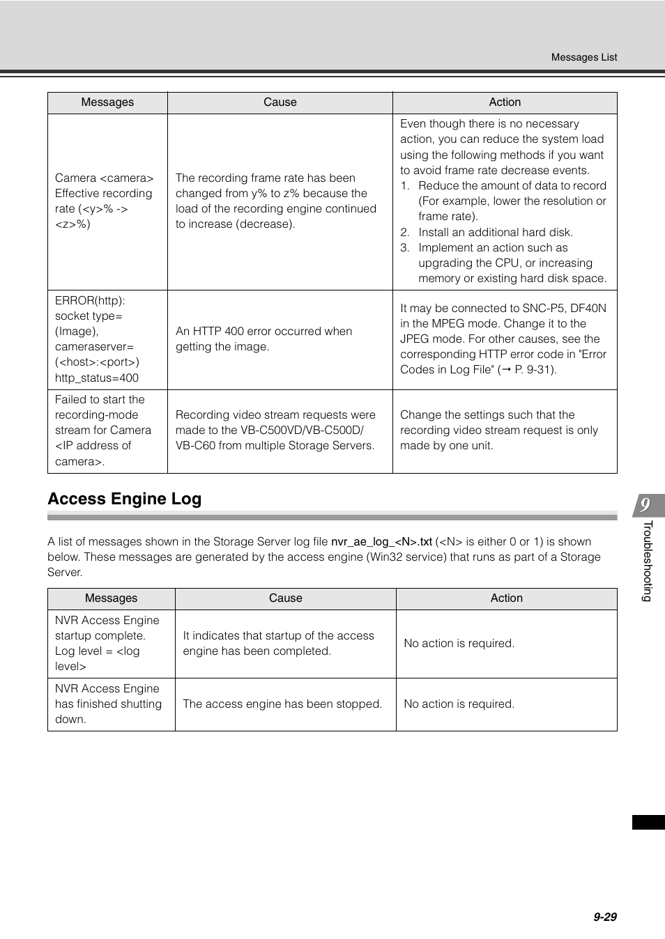 Access engine log, Access engine log -29 | Canon VB-C60 User Manual | Page 271 / 288