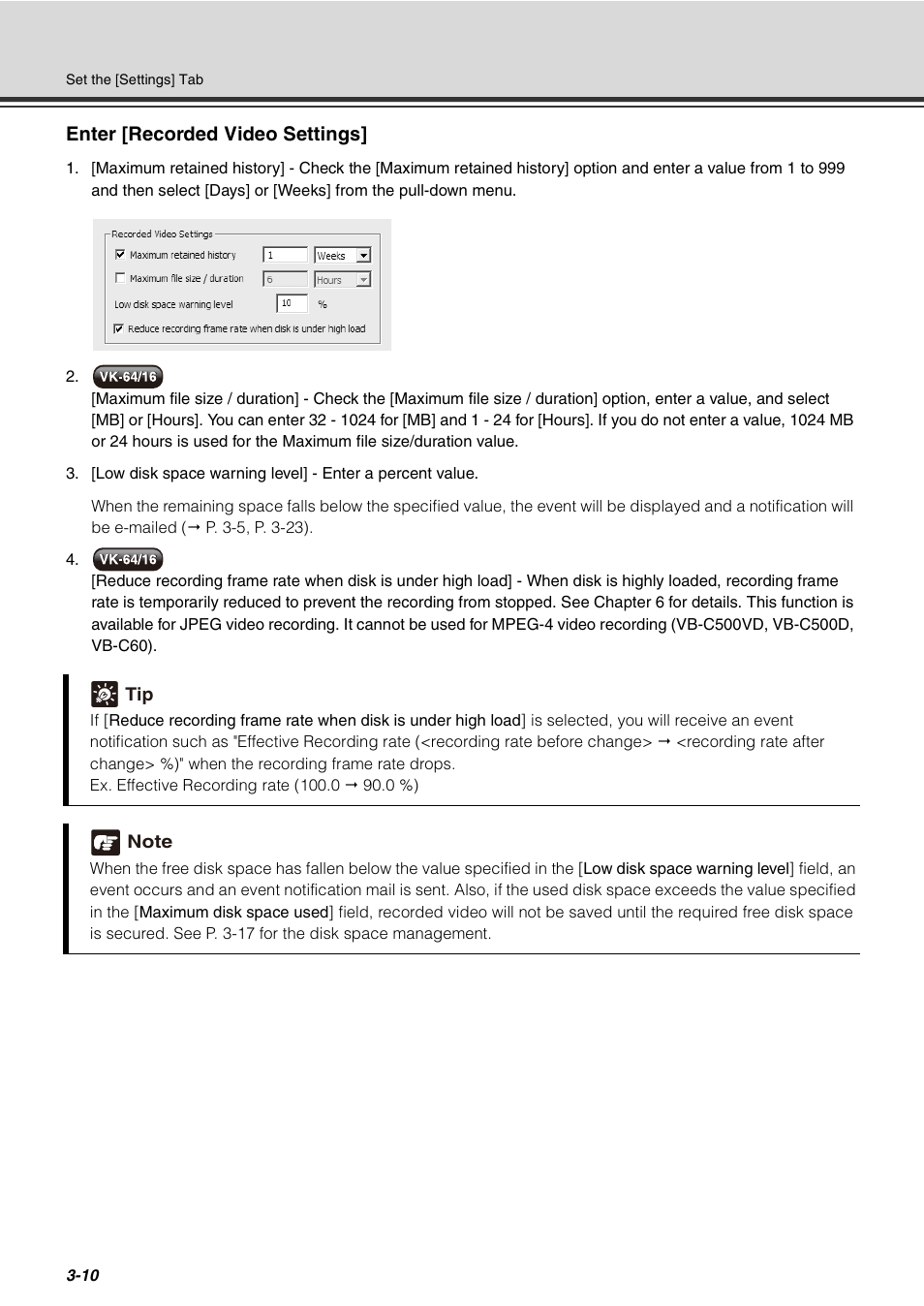 Enter [recorded video settings | Canon VB-C60 User Manual | Page 62 / 288