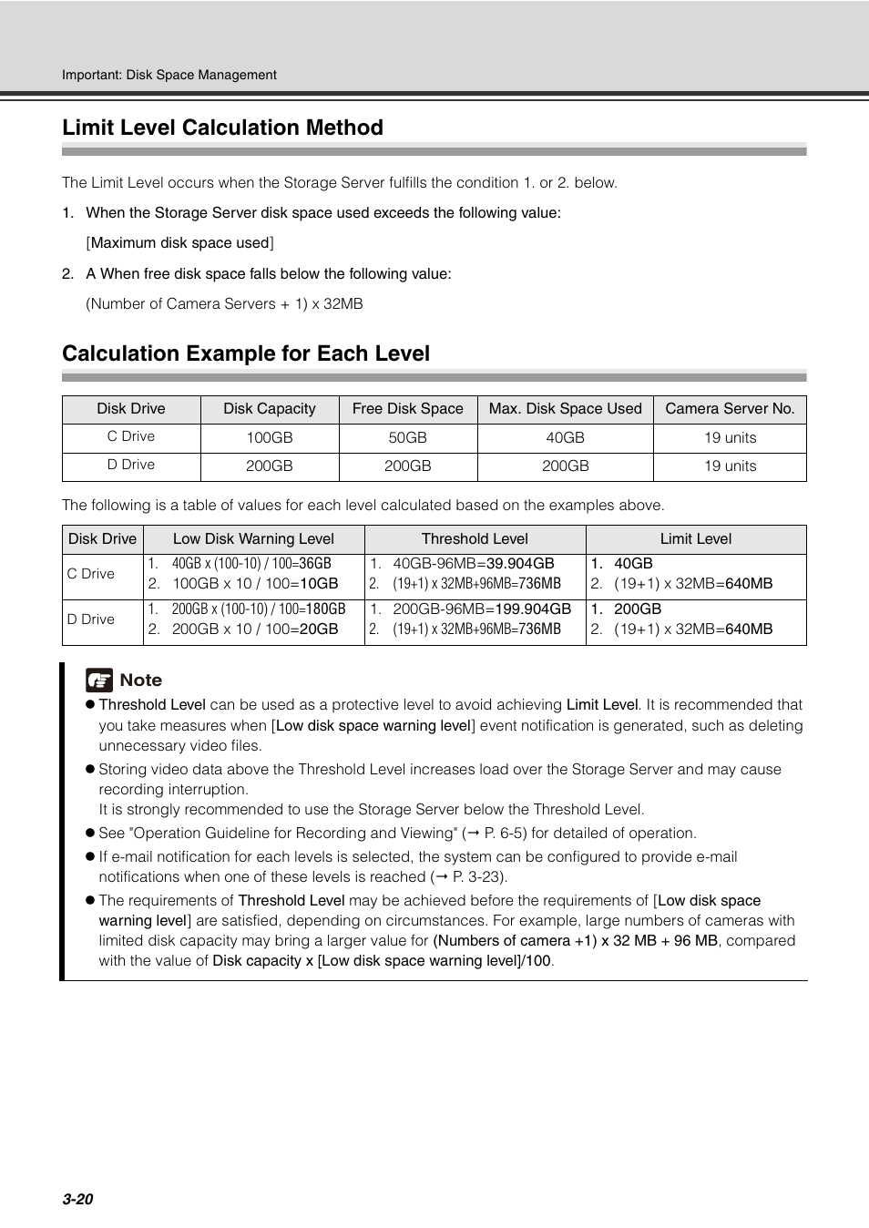 Limit level calculation method, Calculation example for each level | Canon VB-C60 User Manual | Page 72 / 288