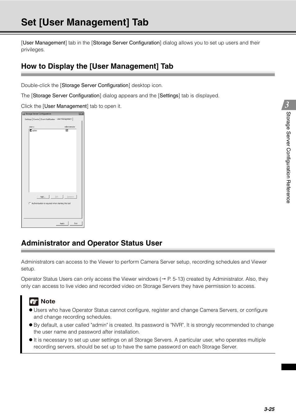 Set [user management] tab, How to display the [user management] tab, Administrator and operator status user | Set [user management] tab -25 | Canon VB-C60 User Manual | Page 77 / 288