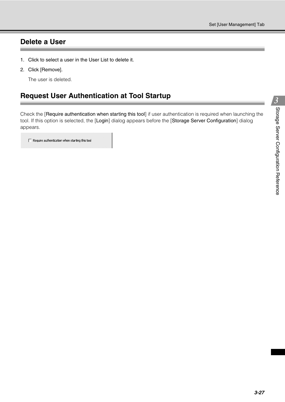 Delete a user, Request user authentication at tool startup | Canon VB-C60 User Manual | Page 79 / 288