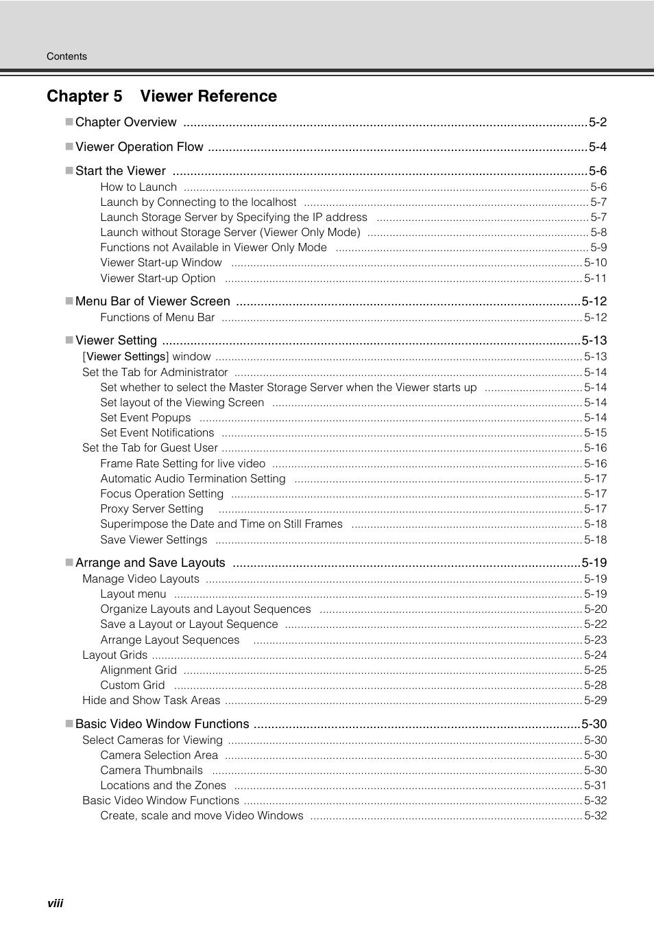 Chapter 5 viewer reference | Canon VB-C60 User Manual | Page 8 / 288