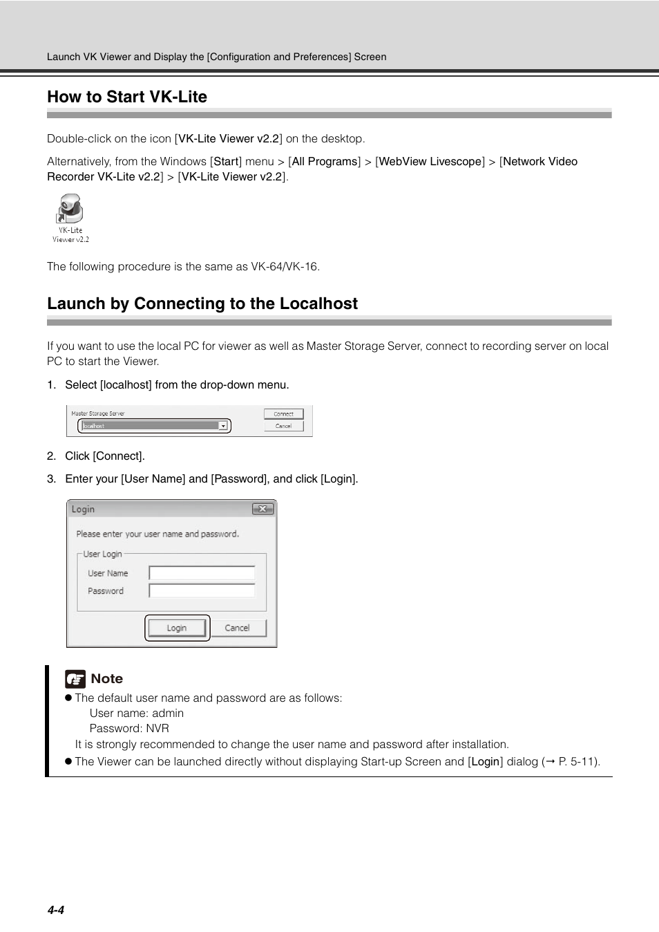 How to start vk-lite, Launch by connecting to the localhost | Canon VB-C60 User Manual | Page 84 / 288