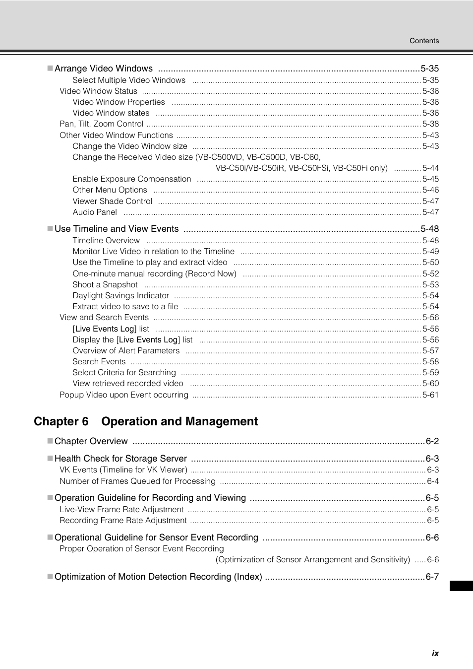 Chapter 6 operation and management | Canon VB-C60 User Manual | Page 9 / 288