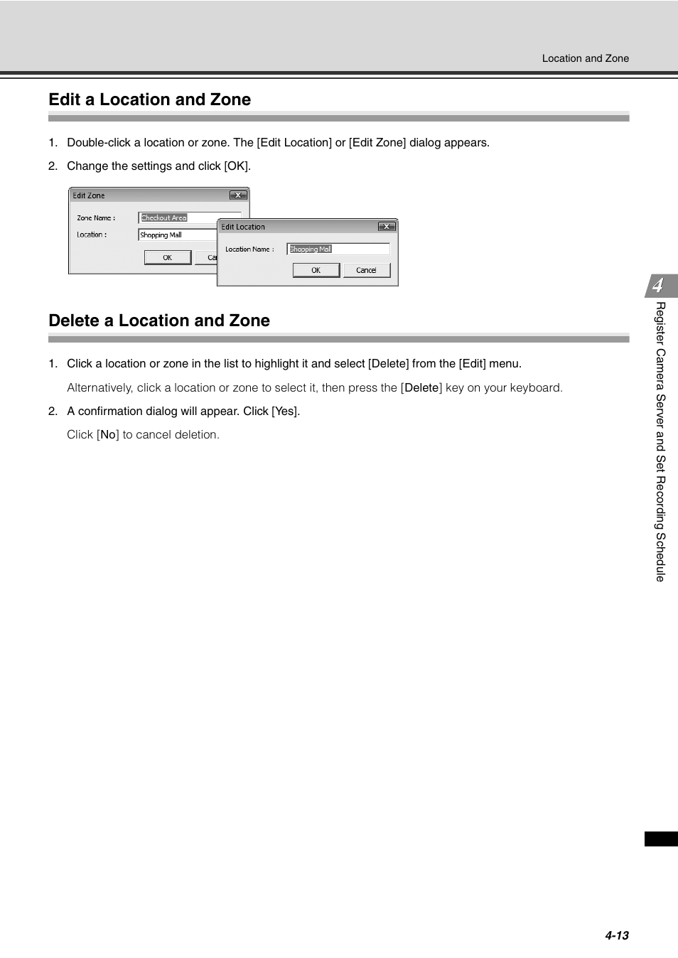 Edit a location and zone, Delete a location and zone | Canon VB-C60 User Manual | Page 93 / 288