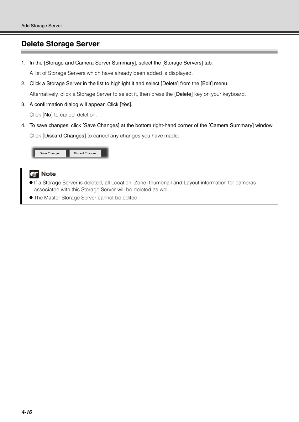 Delete storage server, Delete storage server -16 | Canon VB-C60 User Manual | Page 96 / 288