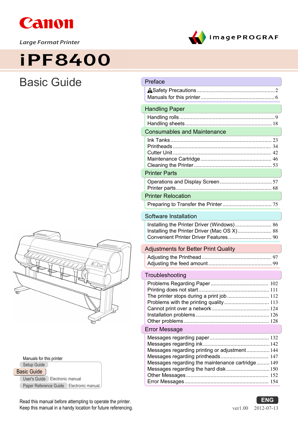 Canon imagePROGRAF iPF8400 User Manual | 157 pages