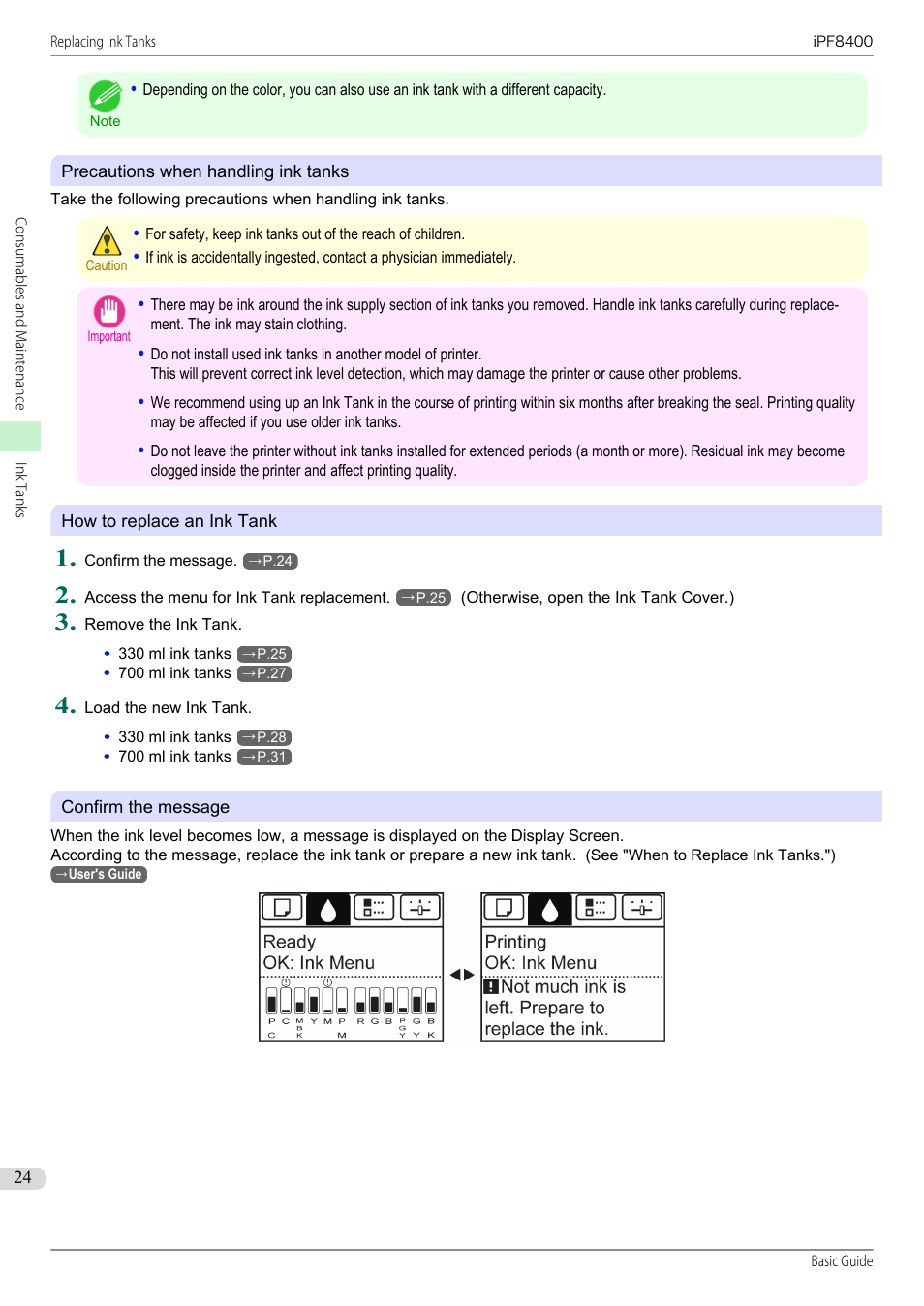Canon imagePROGRAF iPF8400 User Manual | Page 24 / 157