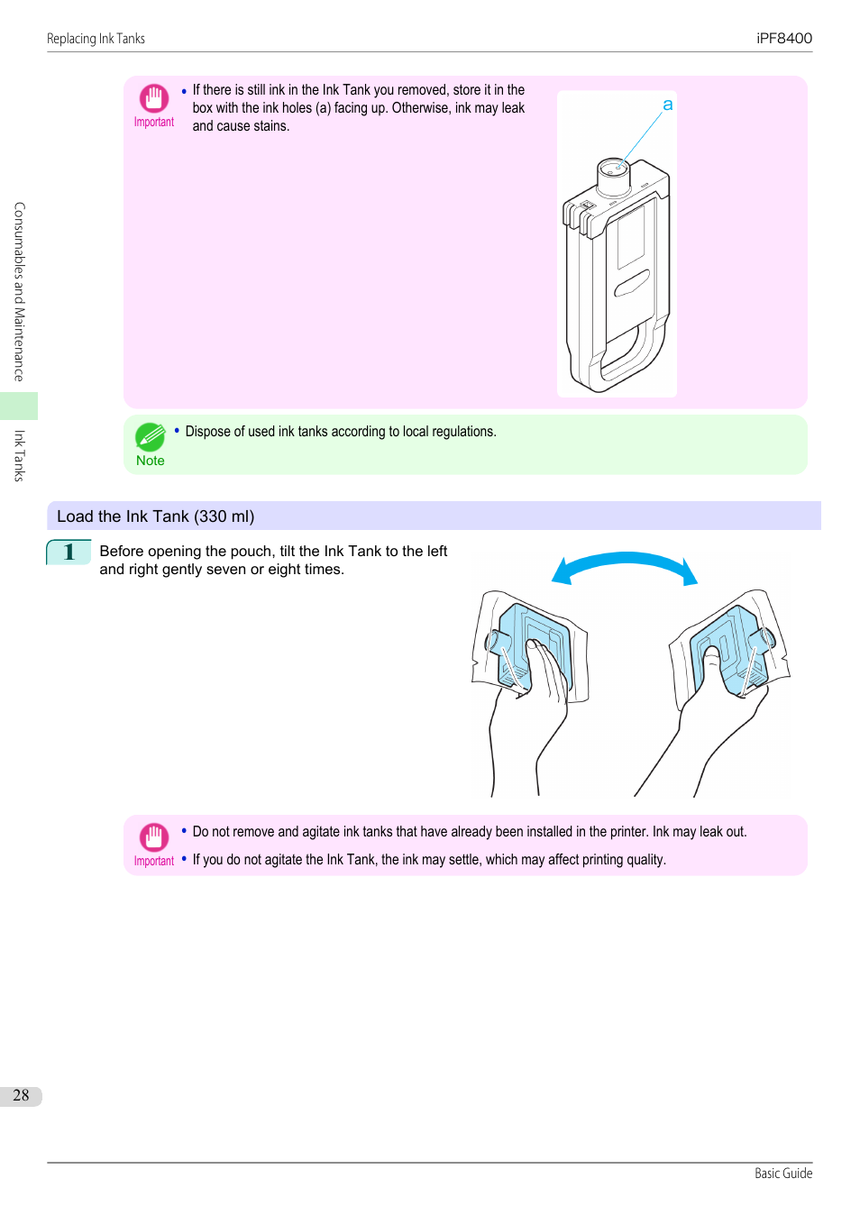 330 ml ink tanks, P.28 | Canon imagePROGRAF iPF8400 User Manual | Page 28 / 157