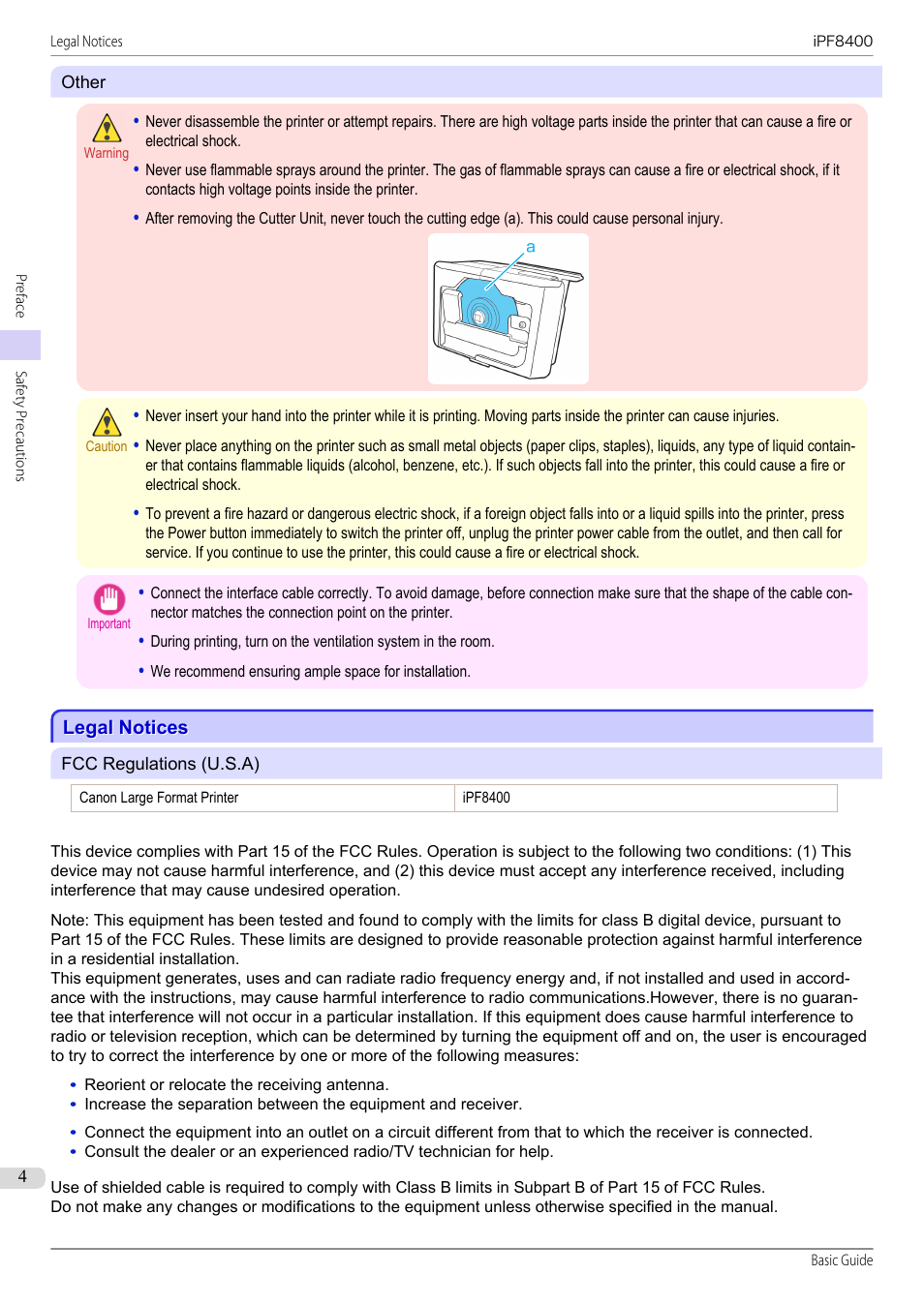 Legal notices | Canon imagePROGRAF iPF8400 User Manual | Page 4 / 157