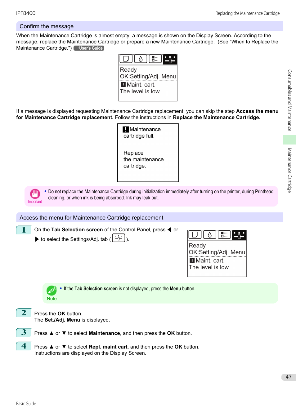 Canon imagePROGRAF iPF8400 User Manual | Page 47 / 157