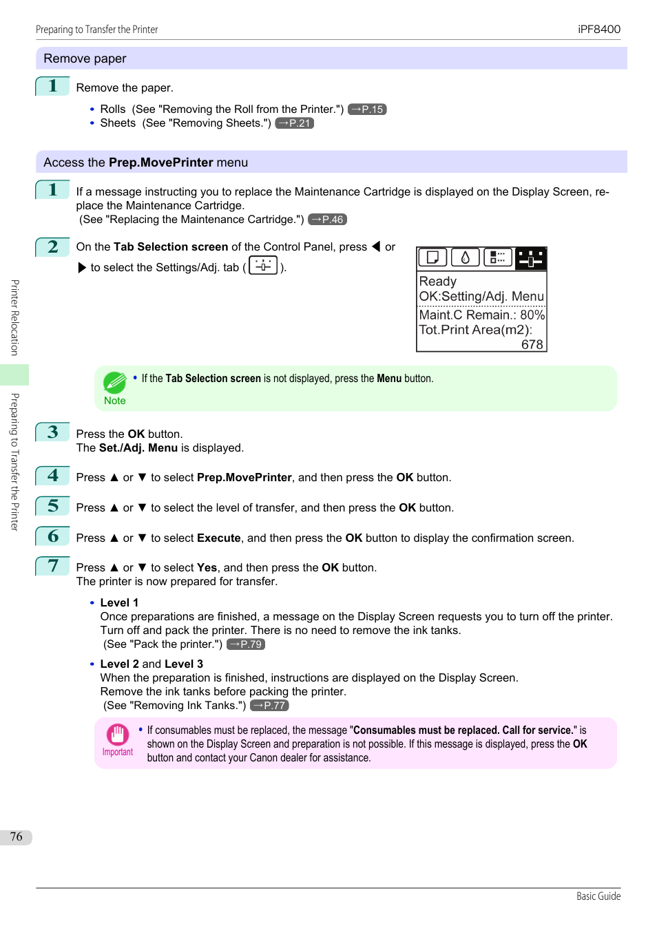 Canon imagePROGRAF iPF8400 User Manual | Page 76 / 157