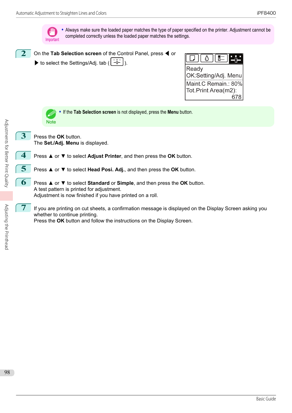 Canon imagePROGRAF iPF8400 User Manual | Page 98 / 157